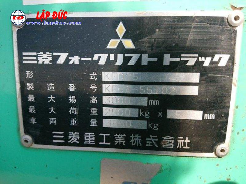 Xe nâng MITSUBISHI máy dầu 2.5 tấn FKD25 # 738556 giá rẻ