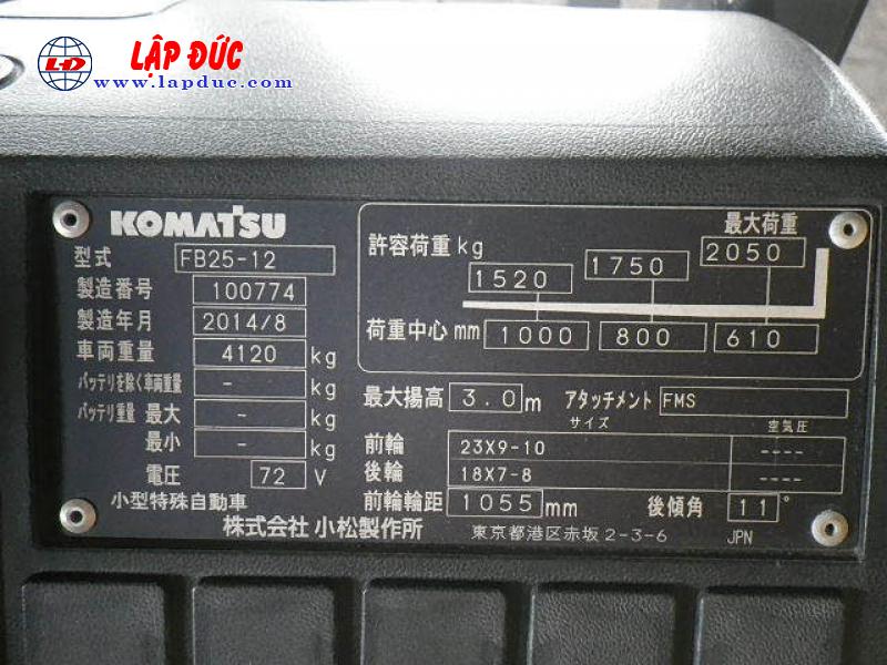 Xe nâng điện ngồi lái KOMATSU 2.5 tấn FB25-12