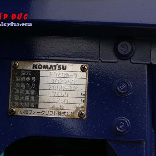 Xe nâng máy dầu cũ KOMATSU 4 tấn FD40W-7 # 102963 giá rẻ