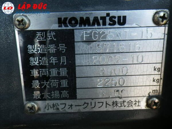 Xe nâng cũ động cơ xăng KOMATSU 2.5 tấn FG25NT-15 giá rẻ