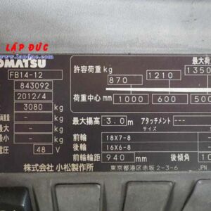 Xe nâng điện ngồi lái cũ 1.4 tấn KOMATSU FB14-12 giá rẻ