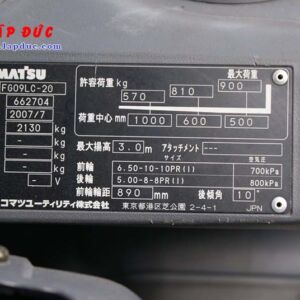Xe nâng 0.9 tấn xăng KOMATSU FG09LC-20 -662704 giá rẻ