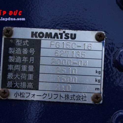 Xe nâng 1.5 tấn xăng KOMATSU FG15C-16 # 627135 giá rẻ