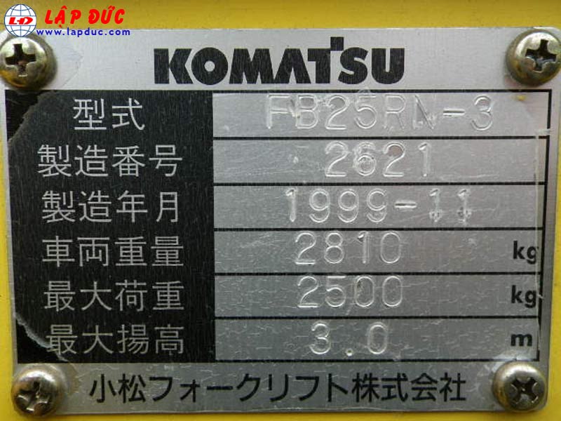 Xe nâng điện đứng lái cũ KOMATSU 2.5 tấn FB25RN-3