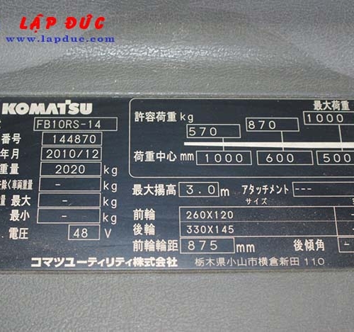 Xe nâng điện KOMATSU đứng lái 1 tấn FB10RL-14 giá rẻ