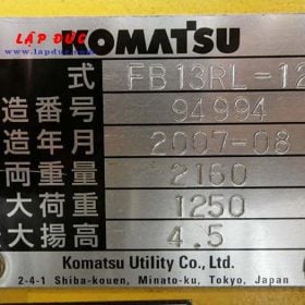 Xe nâng điện KOMATSU 1.3 tấn đứng lái FB13RL-12 giá rẻ