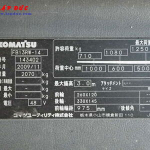 Xe nâng điện KOMATSU 1.3 tấn đứng lái FB13RW-14