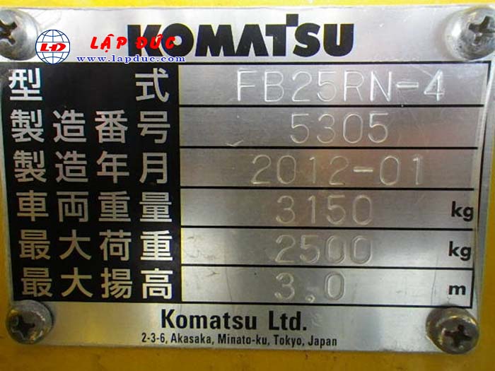 Xe nâng điện KOMATSU 2.5 tấn đứng lái FB25RN-4 giá rẻ