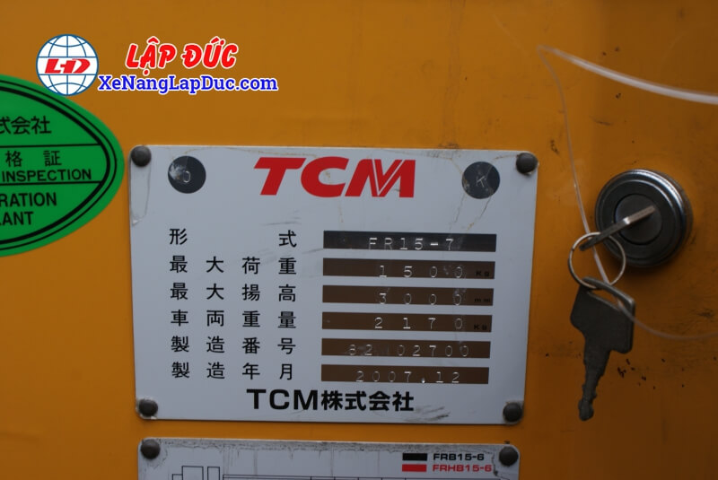 Xe Nâng Điện Đứng lái TCM FR15-7, sức nâng 1.5 tấn hàng bãi Nhật 14